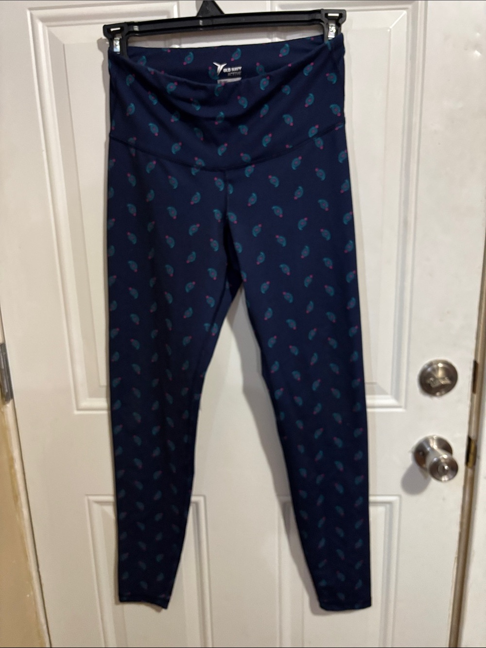 Old Navy Navy Leggings with Teal and Purple Paisley